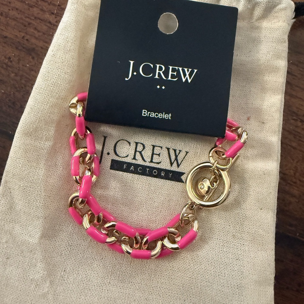 J. Crew Vibrant Pink and Gold Bracelet